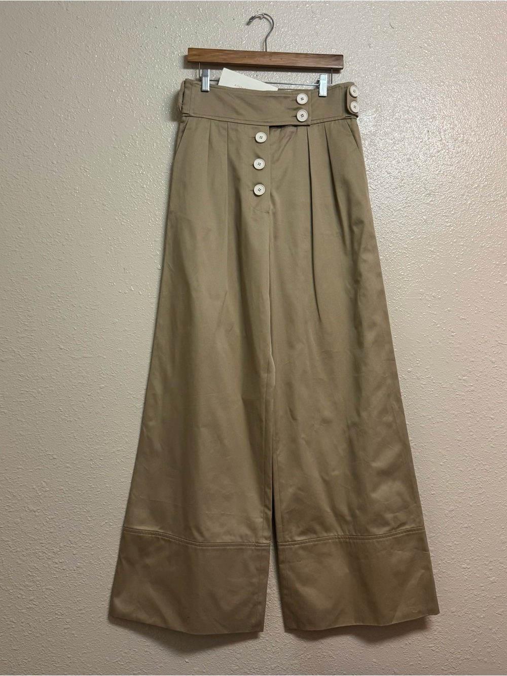 Anna Mason Putty Cotton Chino Karl Wide Leg Trousers